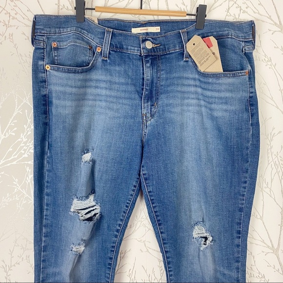 LEVI’S Sculpt Boyfriend Fit Tapered Leg Jeans NWT 33/16 Relaxed distressed - Picture 5 of 13